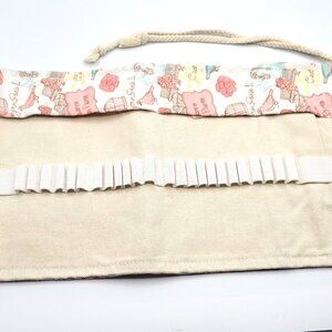 Handmade Fabric Crochet Knit Paint Brush Easy to Carry Holder Pink Design